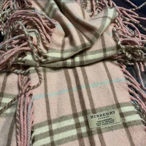Burberry Accessories - Burberry Pink Fringe Scarf-Authentic Cashmere